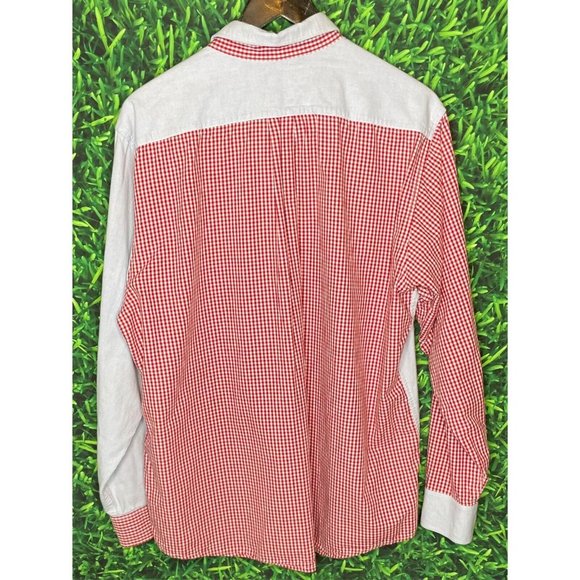 The Frat Collection Blue Red Gingham Plaid Button Front Long Sleeve Men XL Shirt - Picture 3 of 4